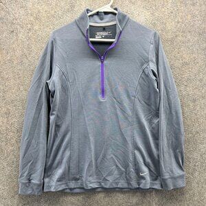 Nike Golf Dri-FIT Pullover Womens Large Gray 1/4 Zip Long Sleeve 819687-017